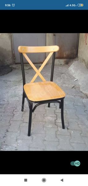 Siyah Metal Ve Ceviz Ahşap Tonet Cafe Sandalyesi