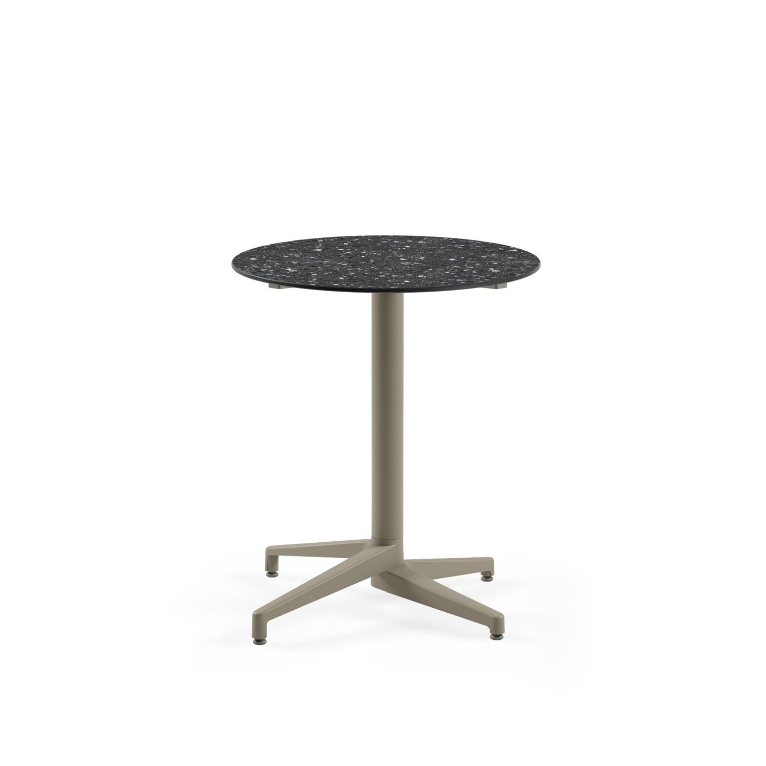 Compact Terrazzo Yuvarlak Masa – Mermer Desenli, Paslanmaz, Cafe, Restoran, Otel, Balkon ve Bahçe Masası