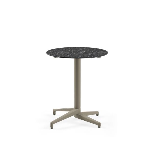 Compact Terrazzo Yuvarlak Masa – Mermer Desenli, Paslanmaz, Cafe, Restoran, Otel, Balkon ve Bahçe Masası
