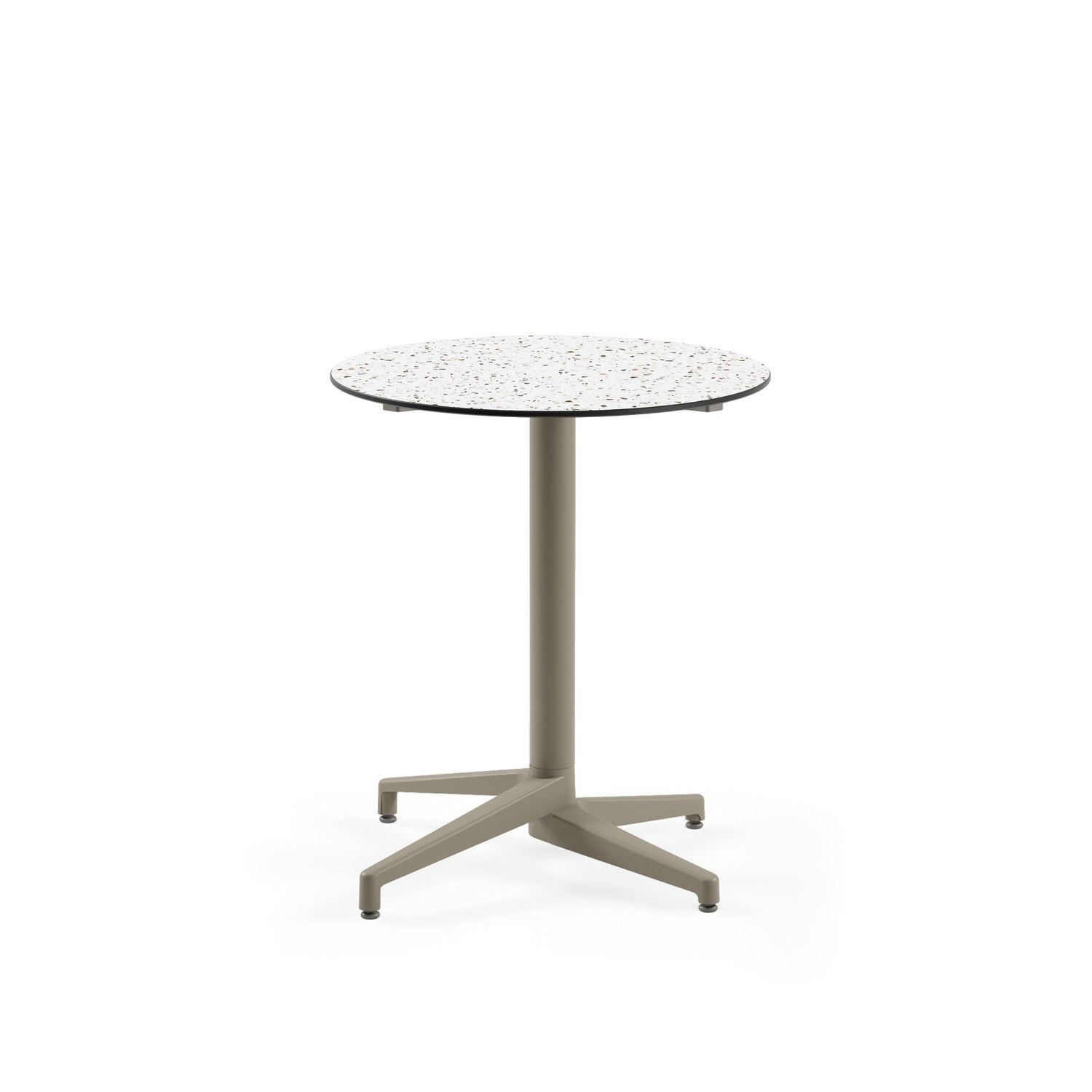 Compact Cafe Masası | Terrazzo Mermer Desenli | 70 cm Yuvarlak | Paslanmaz, Dış Mekan Otel, Restoran, Kafe, Bahçe, Balkon, Teras Masası