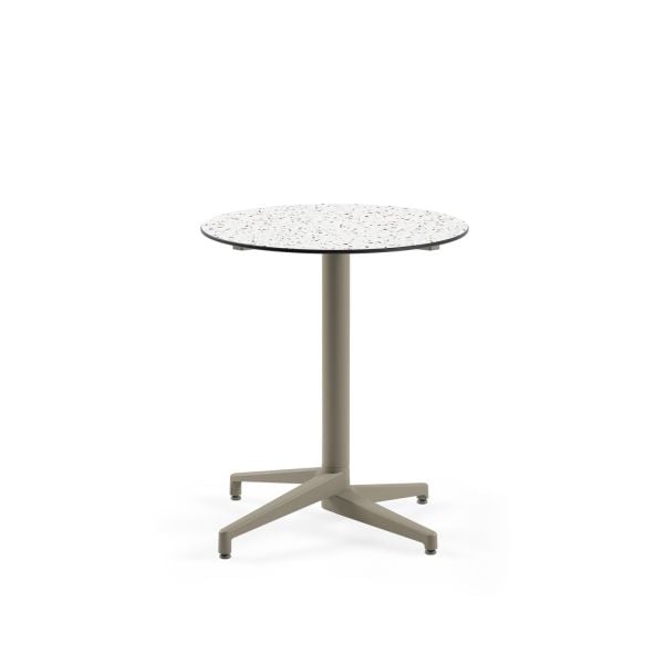 Compact Cafe Masası | Terrazzo Mermer Desenli | 70 cm Yuvarlak | Paslanmaz, Dış Mekan Otel, Restoran, Kafe, Bahçe, Balkon, Teras Masası