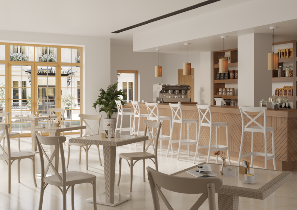 BEYAZ DIŞ MEKAN BAHÇE BİSTRO BAR MASA SANDALYE TAKIMI