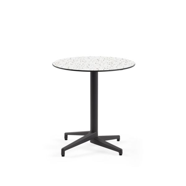 Compact Terrazzo Restoran Masası - Yuvarlak 77 cm, Paslanmaz, Dayanıklı, Bahçe & Dış Mekan Masa, TSE Belgeli, Otel, Cafe, Mutfak, Balkon Masa