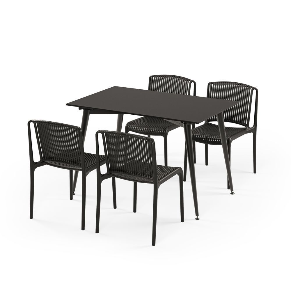 Siyah Conpact Masa Sandalye Takımı 77x120.cm