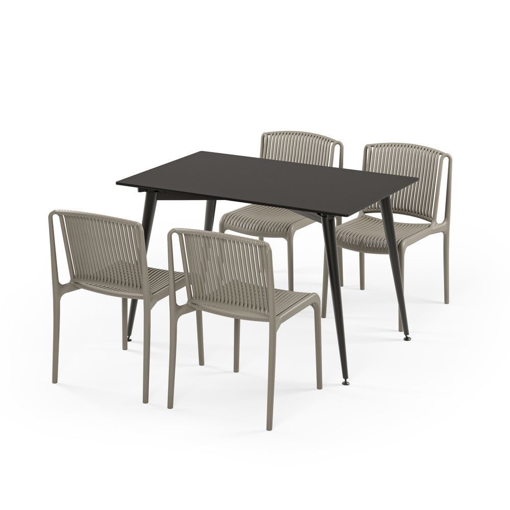 Siyah Vizon Conpact Masa Sandalye Takımı 77x120.cm
