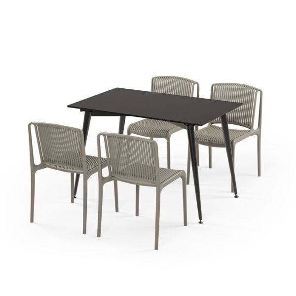 Siyah Vizon Conpact Masa Sandalye Takımı 77x120.cm