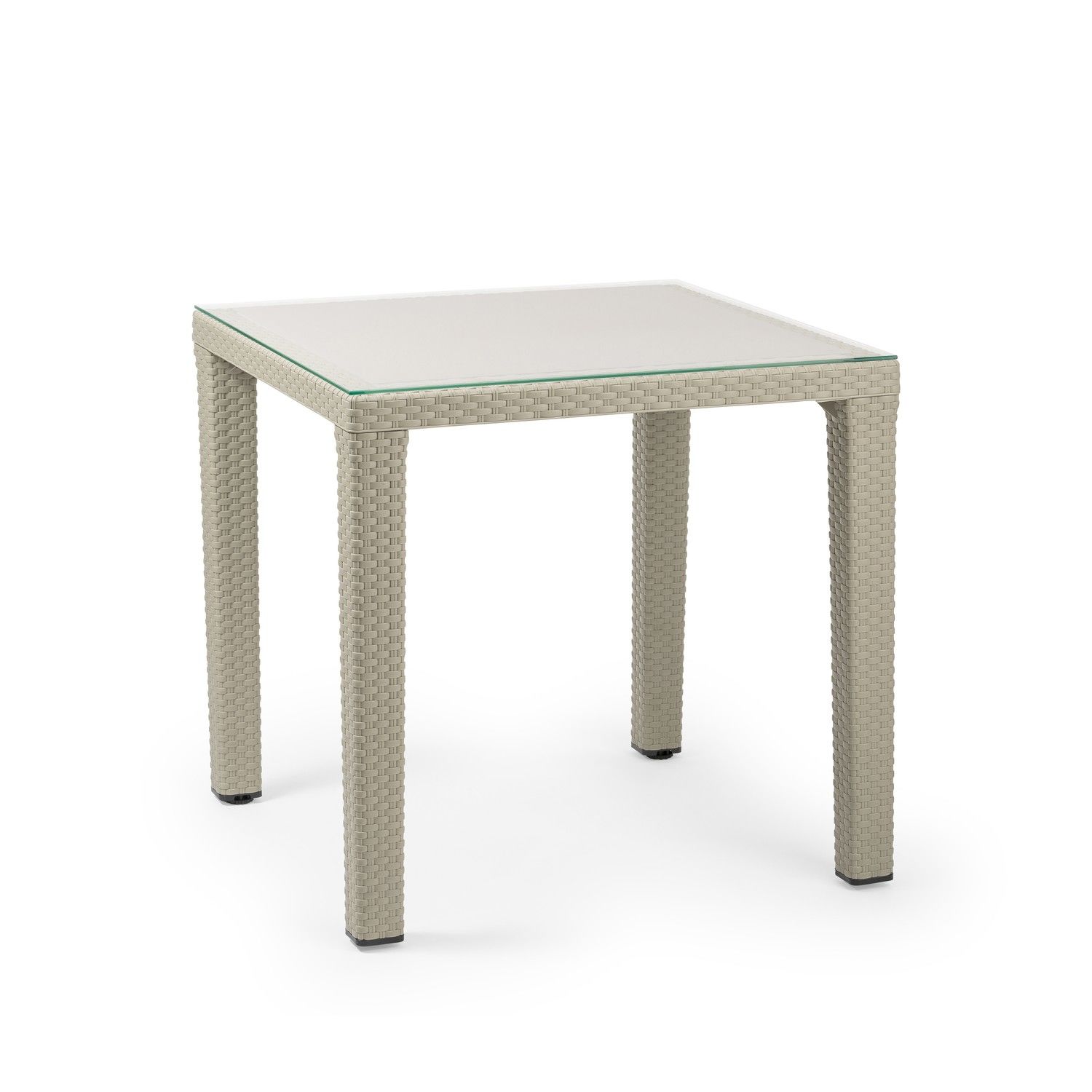 Bej Plastik Rattan Dış Mekan Bahçe Masası 80x80.cm