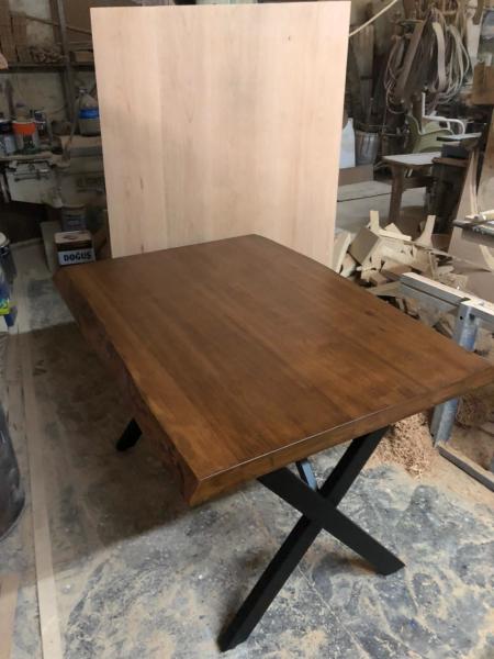 Doğal Kenar Kütük Masa Gürgen Ağacı Ceviz Rengi 120x80.cm