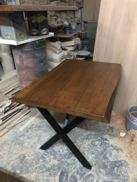 Doğal Kenar Kütük Masa Gürgen Ağacı Ceviz Rengi 120x80.cm