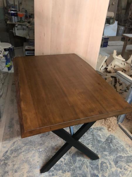 Doğal Kenar Kütük Masa Gürgen Ağacı Ceviz Rengi 120x80.cm