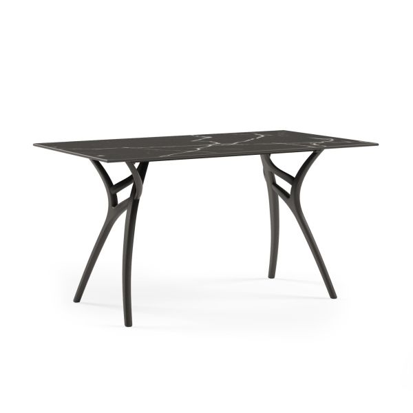 6 Kişilik Antrasit Gri Dikdörtgen Conpact Laminat Bahçe Masa Sandalye Takımı 80x140.cm