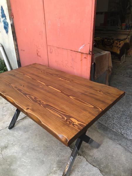 Doğal ağaç kütük masa ceviz rengi 140x75.cm