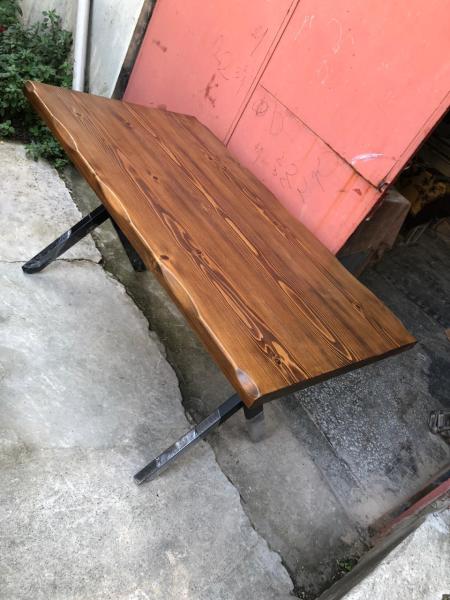 Doğal ağaç kütük masa ceviz rengi 140x75.cm