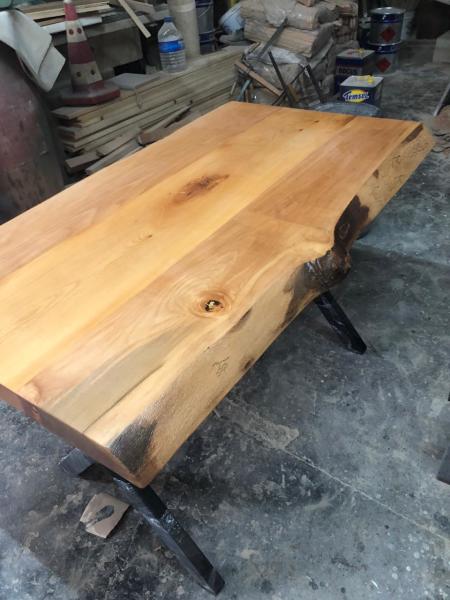 Doğal Kenar Kayın Kütük Masa 80x120.cm