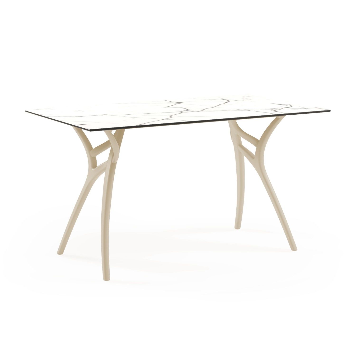 Beyaz Mermer Desenli Compact Mutfak Masası 77x120