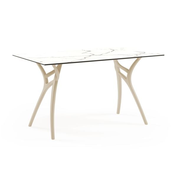 Beyaz Mermer Desenli Compact Mutfak Masası 77x120