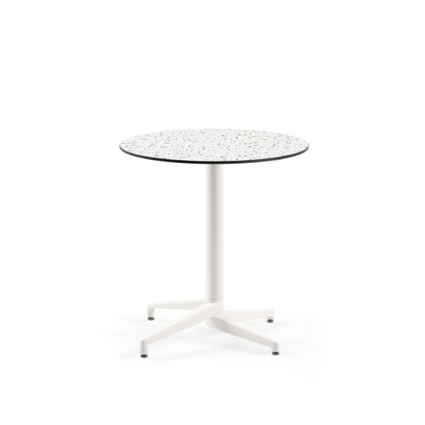 Compact Havuz Kenarı Açık Hava Masası - Paslanmaz, Yuvarlak 77 cm Çap, Terrazzo Laminat Mermer Desenli, Dış Mekan ve Bahçe Kullanımı için Dayanıklı Masa