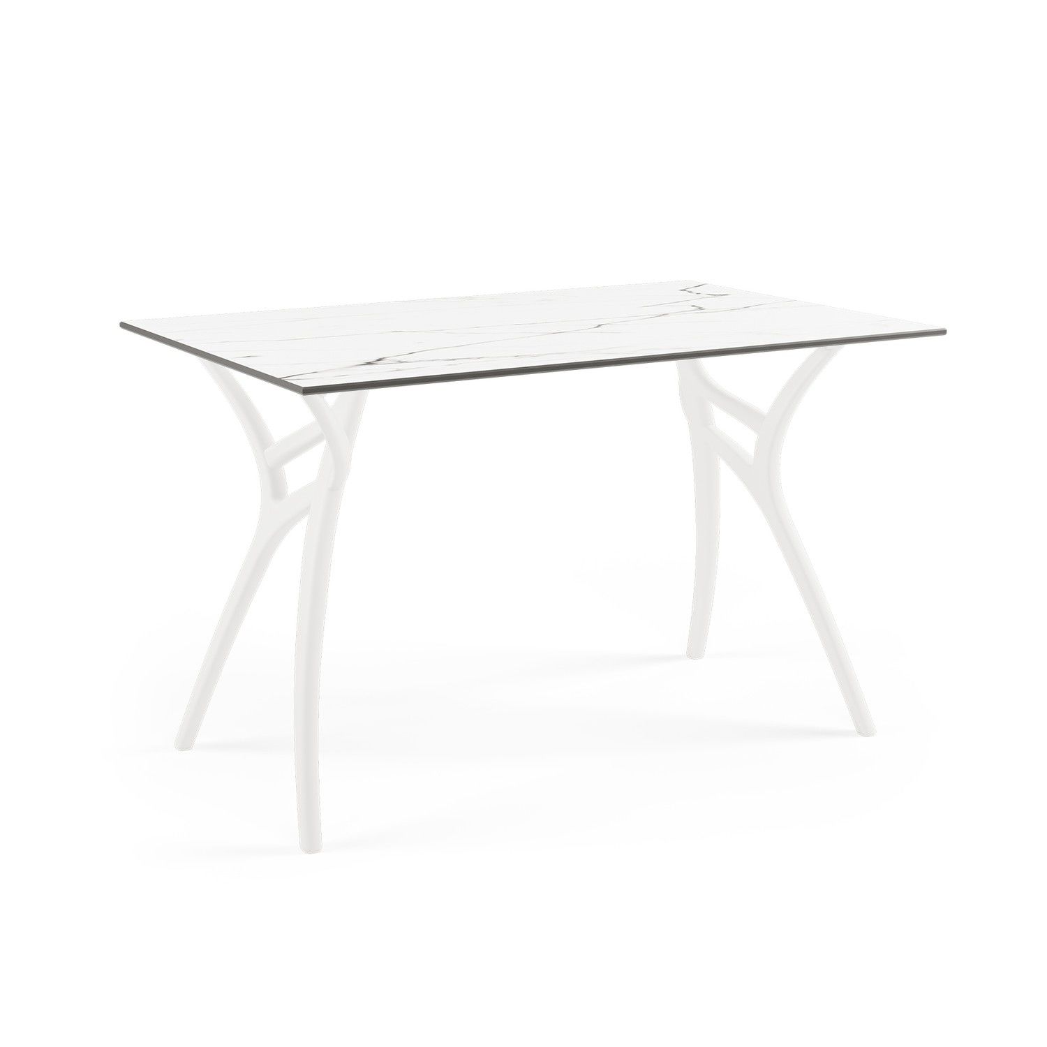 Beyaz Mermer Compact Laminat Bahçe Masası 77x120 cm