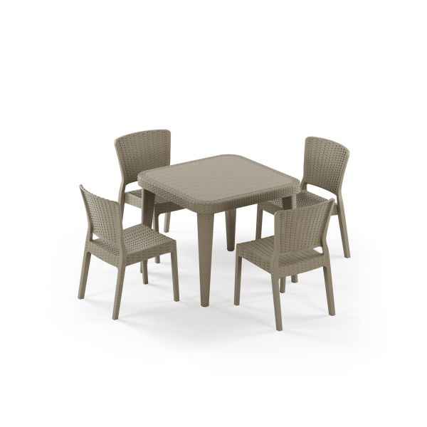 Vizon 4 Kişilik Bahçe Masa Sandalye Takımı 90x90 cm