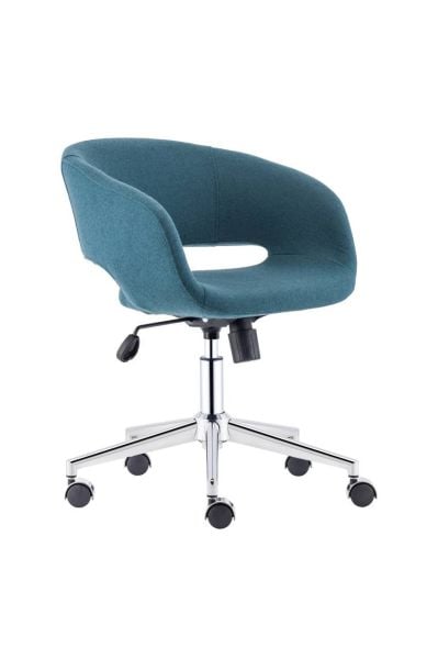 Elegant Petrol Mavisi Kaşe Kumaş Ofis Çalışma Koltuğu