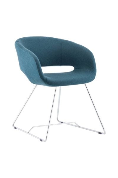 Elegant Metal krom Ayak Petrol Mavisi Kaşe Kumaş Ofis Bekleme Koltuğu