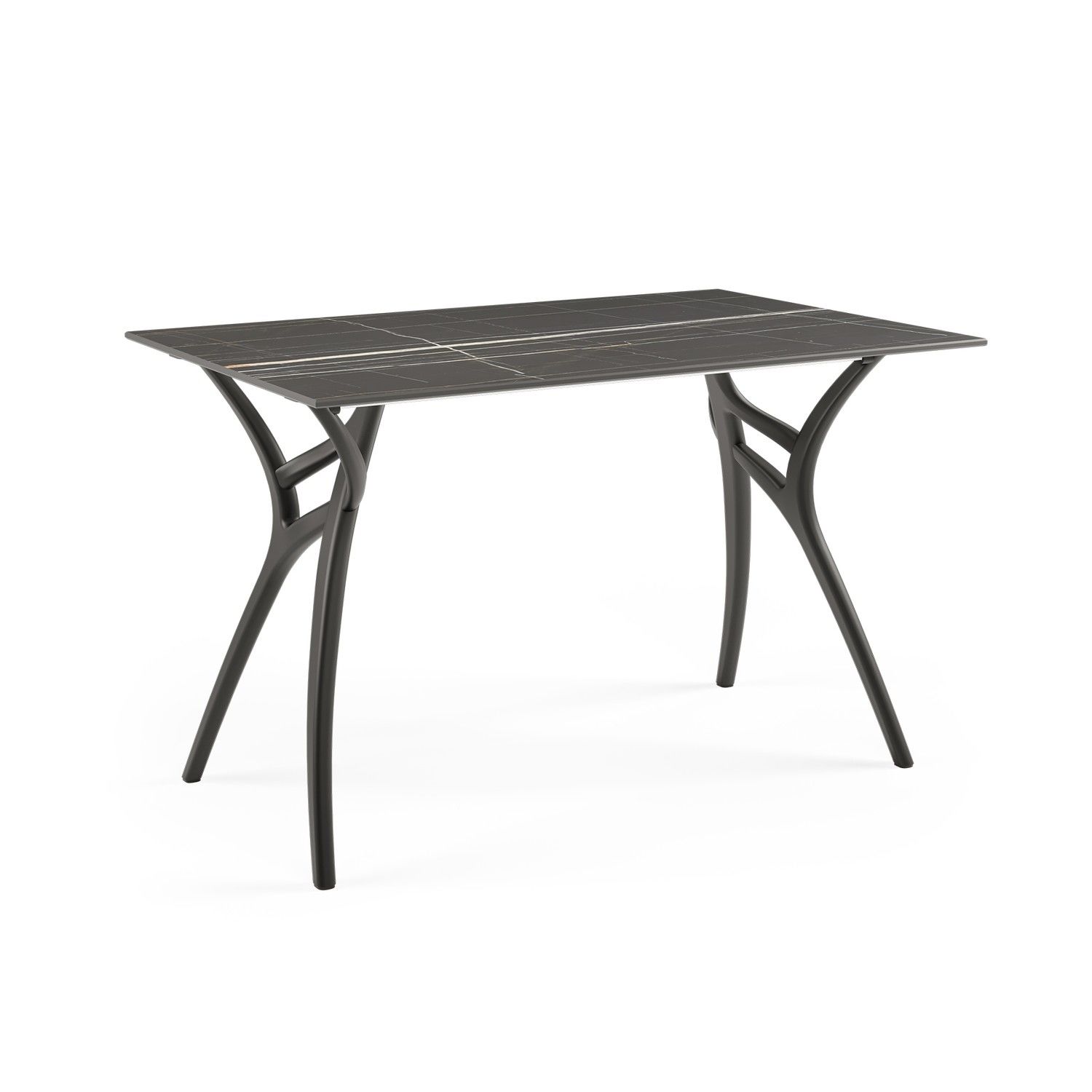 Siyah Mermer Compact Dış Mekan Bahçe Masası 77x120 cm