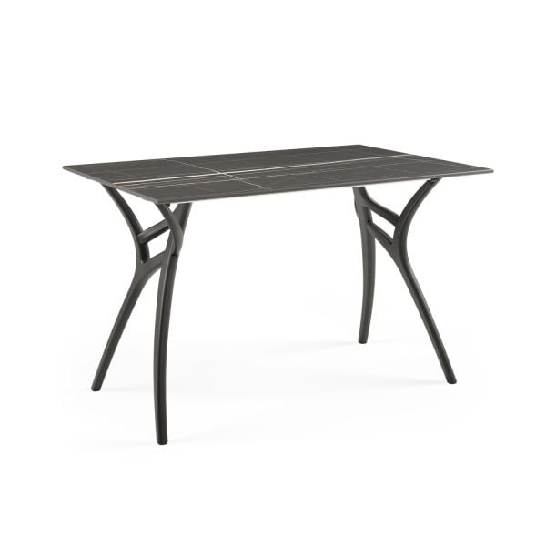 Siyah Mermer Compact Dış Mekan Bahçe Masası 77x120 cm