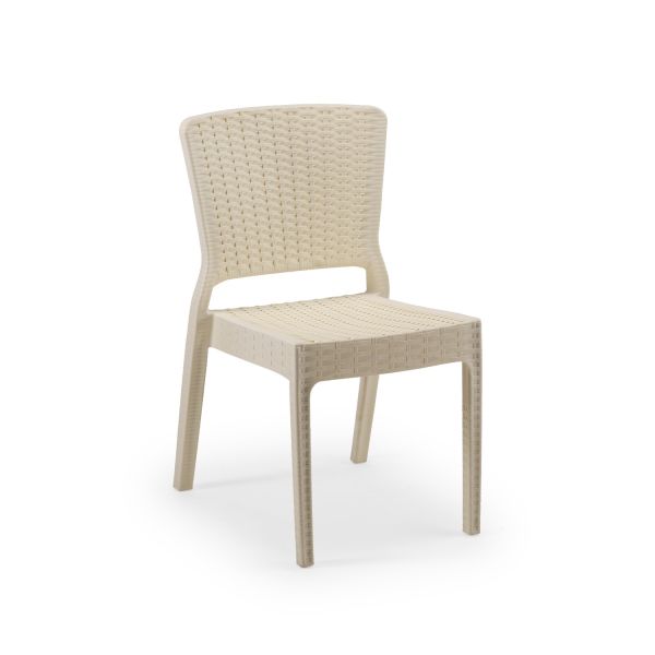 Bej 4 Kişilik Bahçe Masa Sandalye Takımı 110 cm Yuvarlak