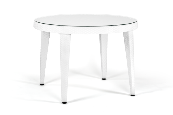 Beyaz Rattan Bahçe Masa Sandalye Seti 4 Kişilik 110 cm