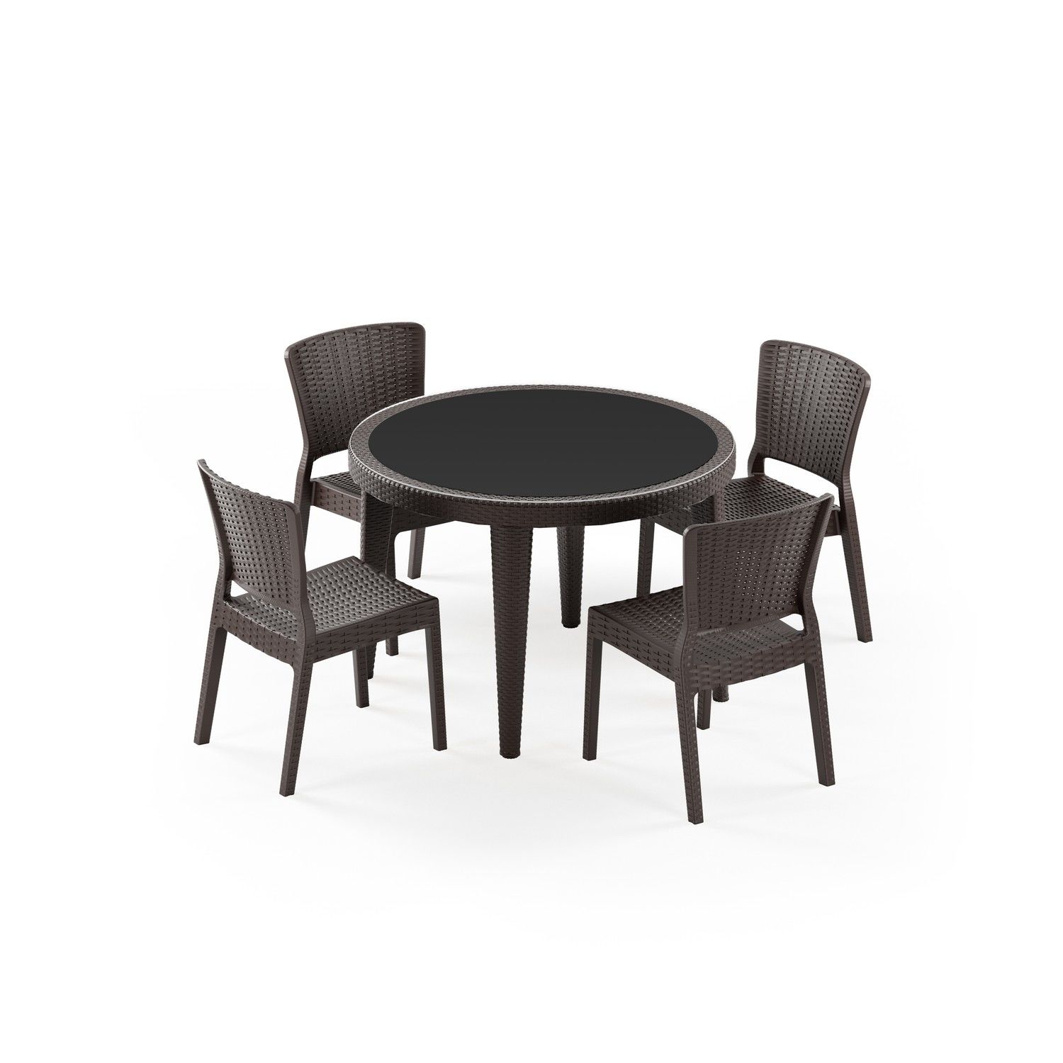 Venge Rattan Bahçe Masa Sandalye Seti 4 Kişilik 110 cm