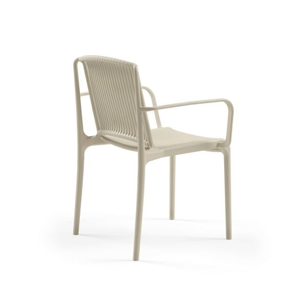 Bej Renk 4 Kişilik Dış Mekan Bahçe Masa Sandalye Takımı 80x80 cm – Sabit Masa & Kollu Sandalye Seti | Otel, Restaurant, Cafe, Balkon, Teras İçin Dayanıklı ve Şık