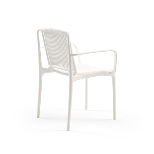 Beyaz Renk 4 Kişilik Dış Mekan Bahçe Masa Sandalye Takımı 80x80 cm – Paslanmaz Sabit Masa & Kollu Sandalye Seti | Otel, Restoran, Cafe, Balkon, Teras İçin