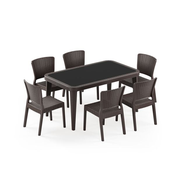 Venge Bahçe Masa Sandalye Takımı 6 Kişilik 90x150 cm