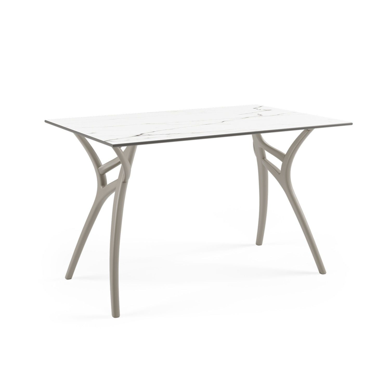 Beyaz Mermer Compact Mutfak Masası Vizon Ayak