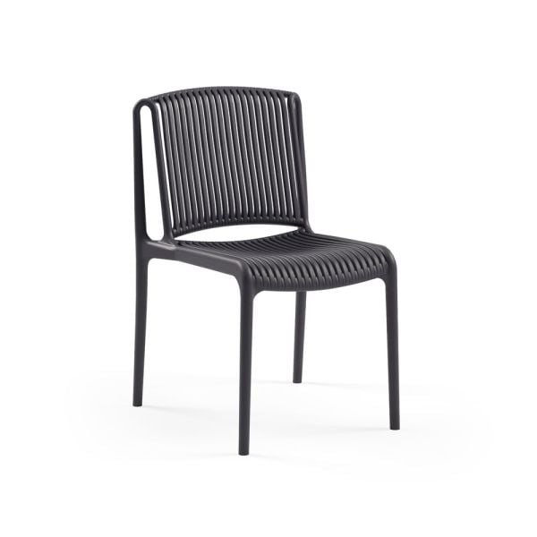 Antrasit Renk Katlanabilir Dış Mekan Bahçe Masa Sandalye Takımı 4 Kişilik 80x80 cm – Paslanmaz Otel, Restaurant, Cafe, Balkon ve Teras Seti