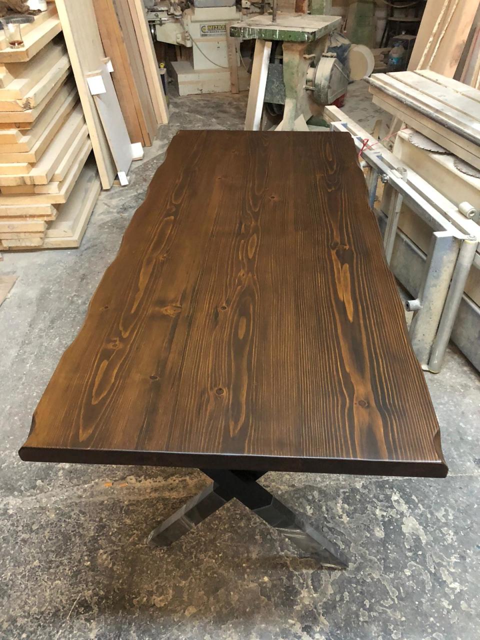 Koyu Ceviz Kütük Masa 160x75.cm