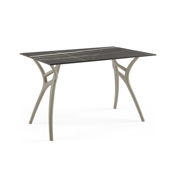 Siyah Mermer Compact Mutfak Masası Vizon Ayak 77x120