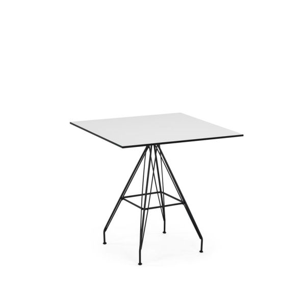 Metal Siyah Ayak Compact Laminat Çizilmez Beyaz Mutfak Masası 77x77.cm