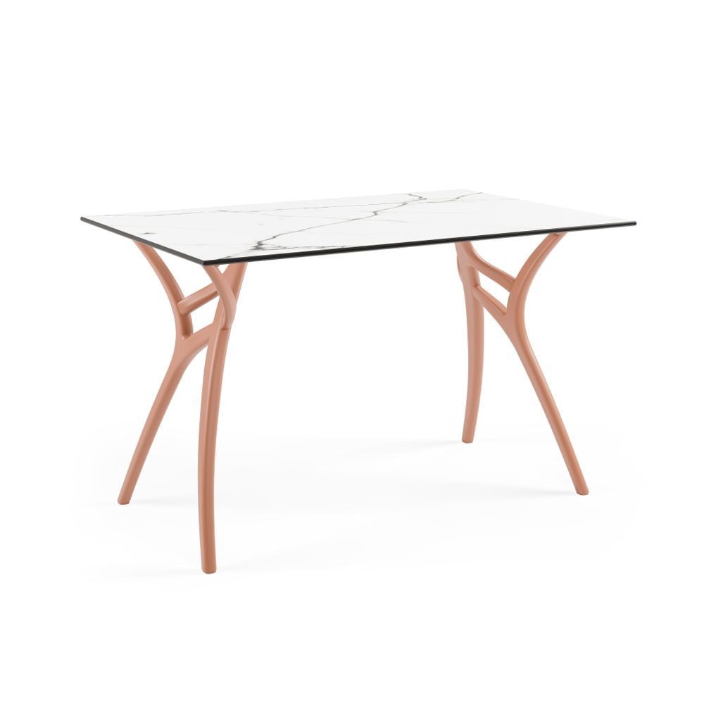 Beyaz Mermer Compact Masa Terrakota Ayak 77x120 cm