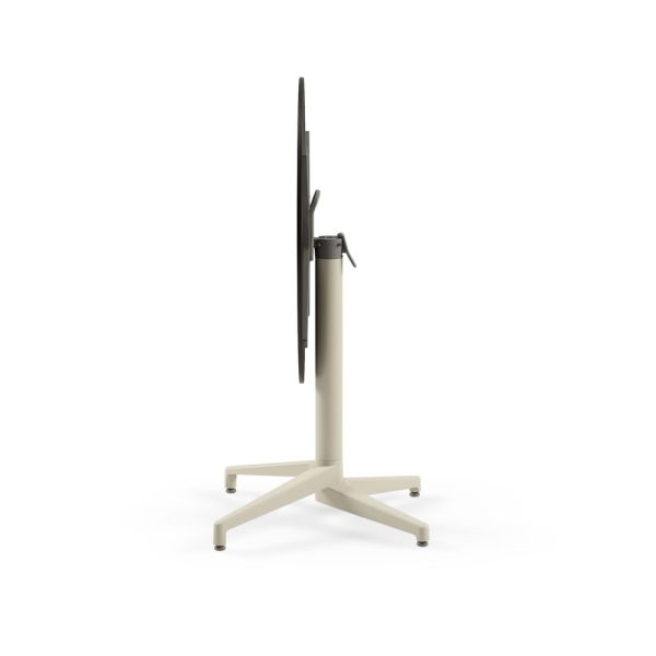 Compact Katlanır Kafe Masası 60 cm – Siyah Mermer Desenli, Bej Ayaklı, Paslanmaz, İç ve Dış Mekan Kullanımına Uygun, Bahçe, Balkon, Cafe, Restoran, Otel, Dayanıklı ve Şık Tasarım