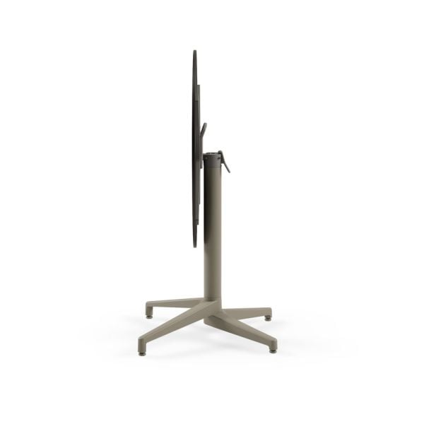 Compact Katlanır Mutfak Masası – 60 cm Çap Yuvarlak, Siyah Mermer Desenli, Vizon Renk Ayaklı, Paslanmaz, Dayanıklı ve Şık Dış Mekan Masası