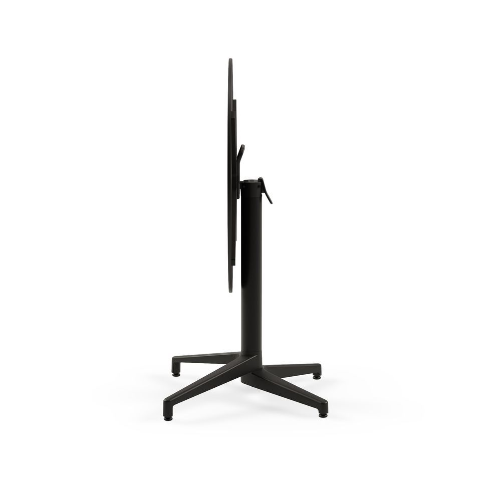Compact Katlanır Balkon Masası - Siyah Mermer Desenli, Paslanmaz, 60 cm Çaplı