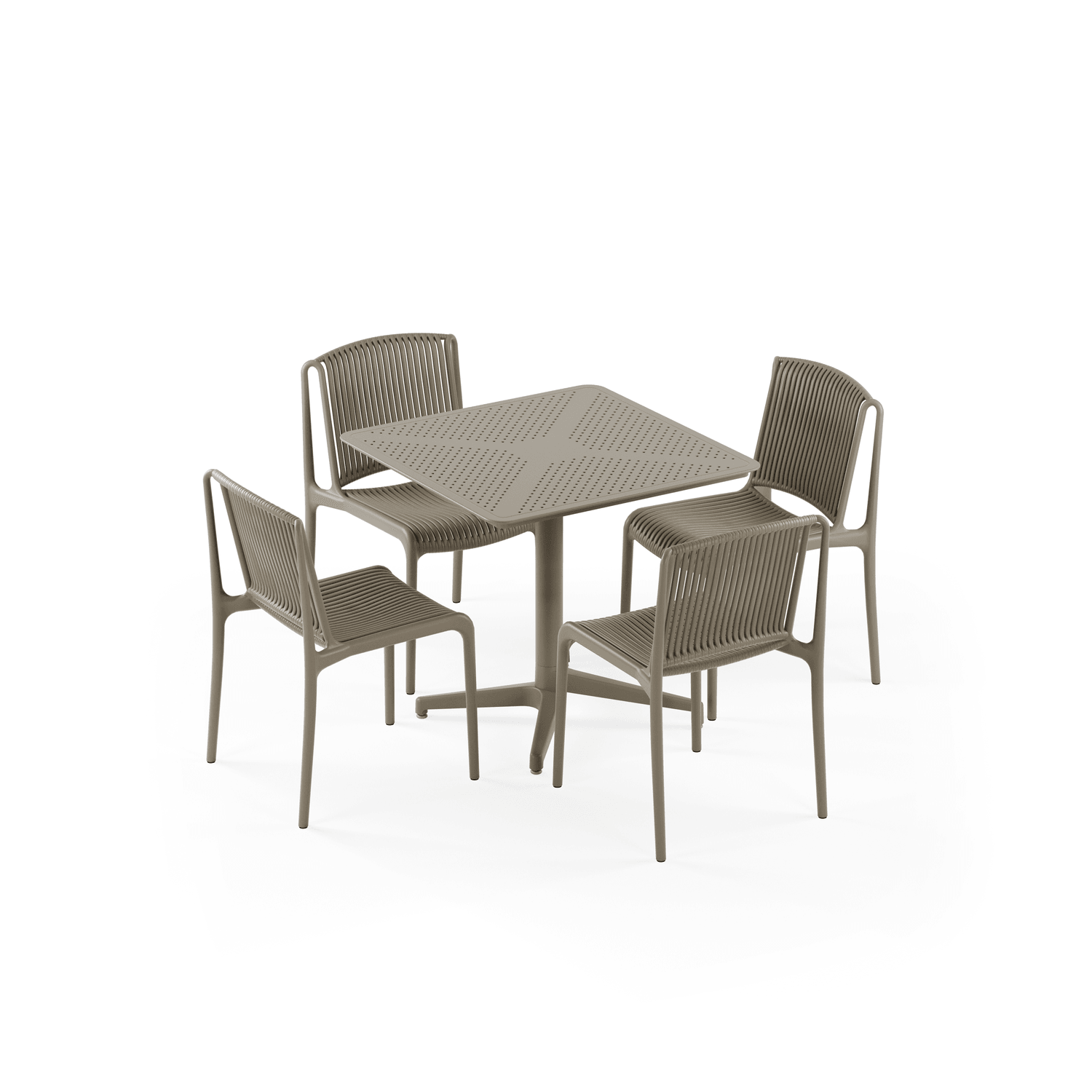Vizon 4 Kişilik Bahçe Masa Sandalye Takımı | 80x80 cm Sabit Masa | Dış Mekan, Balkon, Cafe, Otel Kullanımı