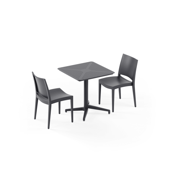 Antrasit Dış Mekan Katlanır Masa Sandalye Takımı 2 Kişilik