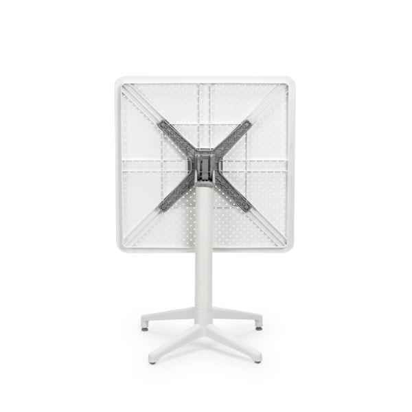 Beyaz Katlanır Dış Mekan Bahçe Masa Sandalye Takımı 2 Kişilik 70x70 cm – Balkon, Teras, Cafe, Restaurant İçin Dayanıklı Kollu Sandalye Seti