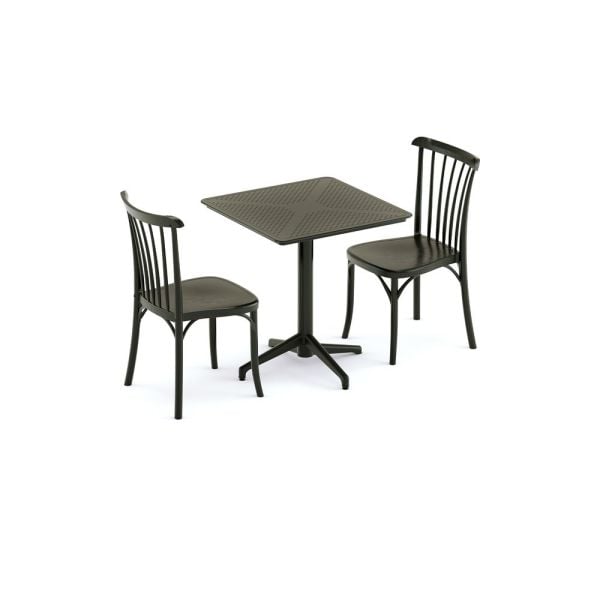 2 KİŞİLİK SİYAH CAFE BAHÇE MASA SANDALYE TAKIMI