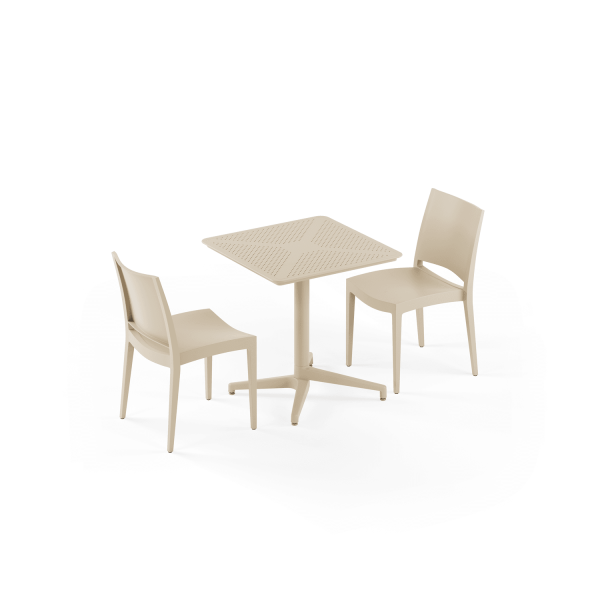 Bej 2 Kişilik Bahçe Masa Sandalye Takımı 70x70 Set