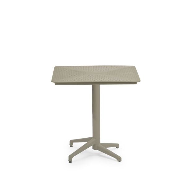 Vizon Renk 2 Kişilik Dış Mekan Bahçe Masa Sandalye Takımı 70x70 cm Sabit Masa Kollu Sandalye Seti | Otel, Restaurant, Cafe, Balkon, Teras Kullanımına Uygun