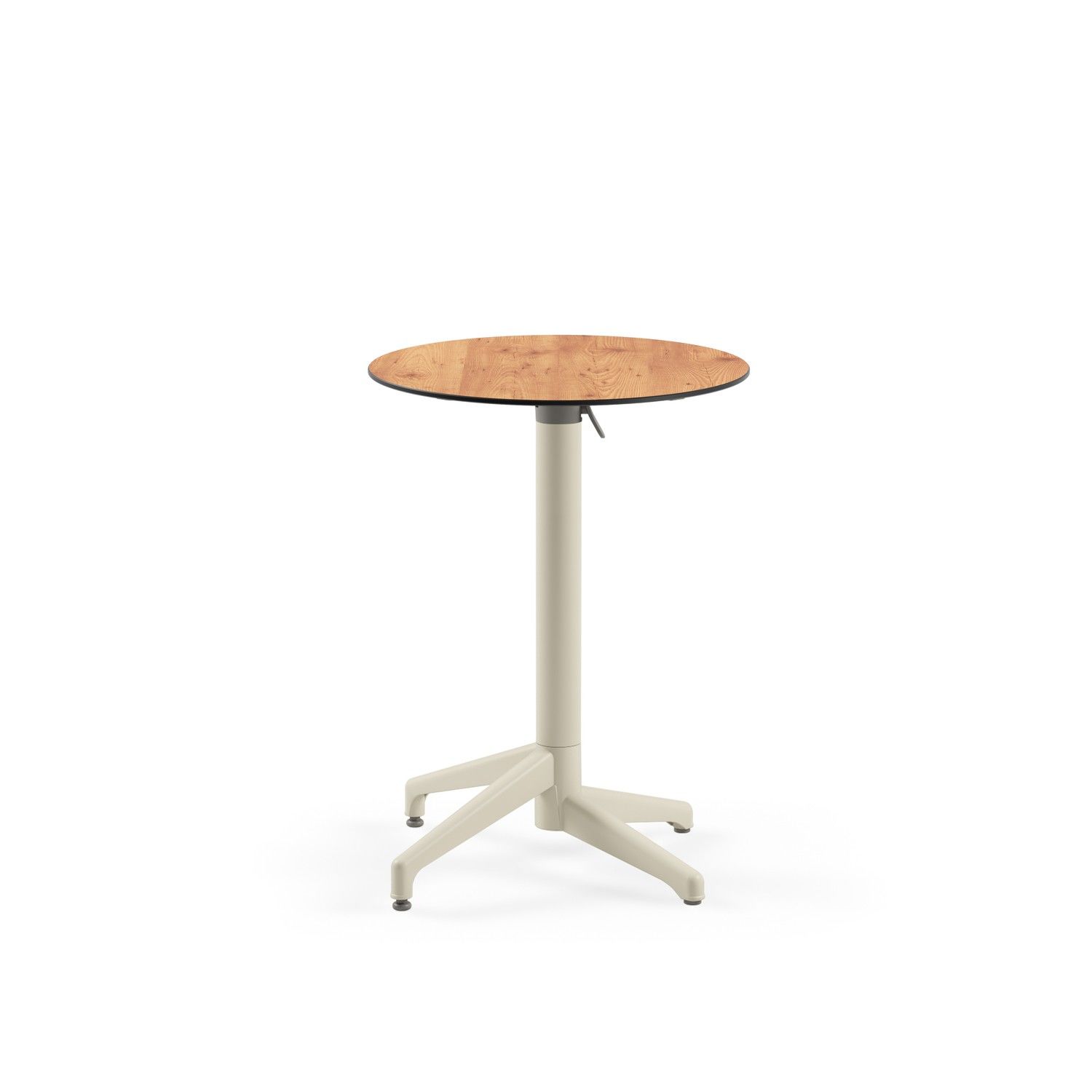 Compact Novecento Katlanabilir Teras Masası - 60 cm Çap Yuvarlak, Paslanmaz, Ahşap Laminat Üst, Bej Renk Ayaklı, Dayanıklı ve Şık Masa | Dış Mekan, Bahçe, Balkon, Teras ve Ev İçin Uygun