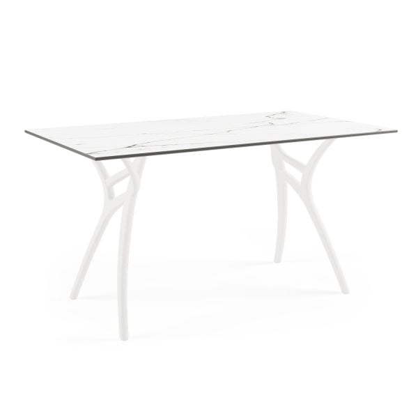 Beyaz Mermer Compact Restoran Yemek Masası 80x140